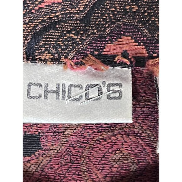 Chicos Floral Jacket L Orange Retro Boho Western Paisley Tapestry Artsy Classic - Picture 2 of 13